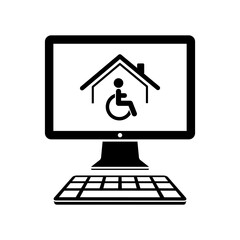 Housing online services for disabled - Vector flat icon