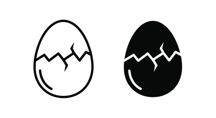 Two egg icons one white with cracks and one black side by side