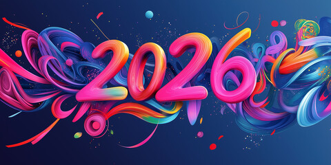 2026 New Year background with bright, vibrant colors