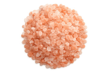 Himalayan pink salt granules creating a circular shape for seasoning and culinary uses on transparent background