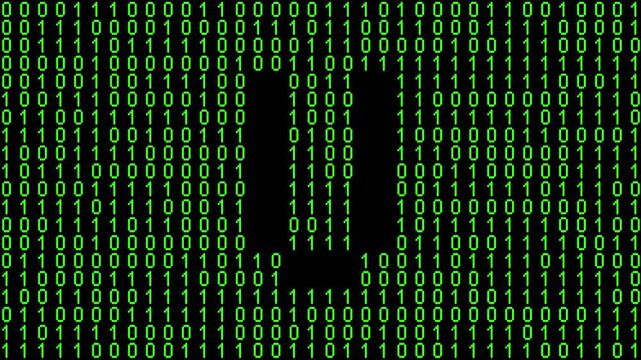 Single alphabet letter on binary code background with matrix effect