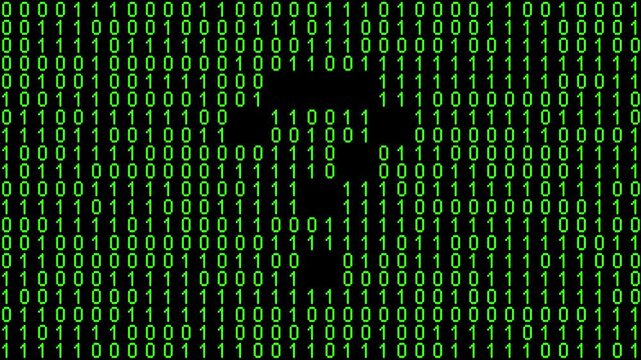 Single alphabet letter on binary code background with matrix effect