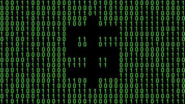 Single alphabet letter on binary code background with matrix effect