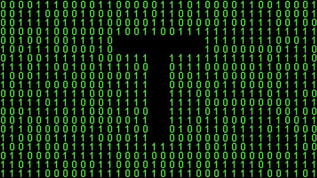 Single alphabet letter on binary code background with matrix effect