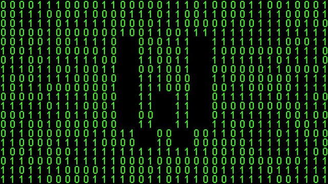 Single alphabet letter on binary code background with matrix effect