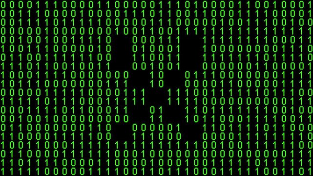 Single alphabet letter on binary code background with matrix effect