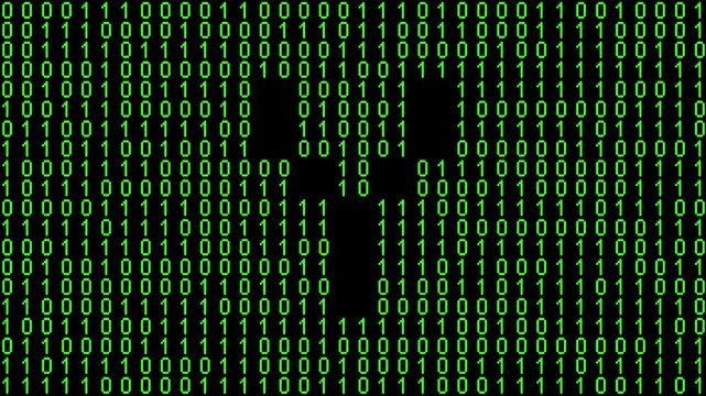 Single alphabet letter on binary code background with matrix effect
