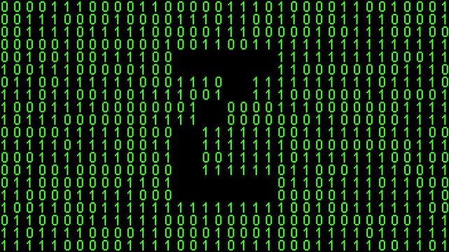 Single alphabet letter on binary code background with matrix effect