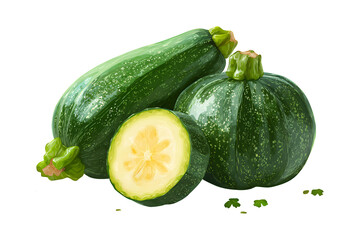 Fresh Zucchini Varieties: Round and Long Green Squash.