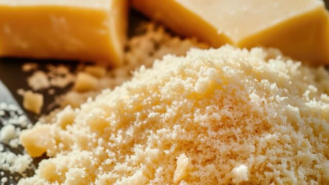 Video A heap of cheese sitting on a flat surface, perfect for snacking or serving