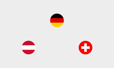 3-er Flaggen Set DACH &ndash; Deutschland &Ouml;sterreich Schweiz / Professionelle runde Icons / Kreisversion mit korrekter Farbdarstellung
