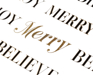 Elegant gold glitter Merry, Joy, Believe Christmas text pattern on black. Festive holiday background for banners, cards, and seasonal designs. Luxury celebration typography wallpaper.
