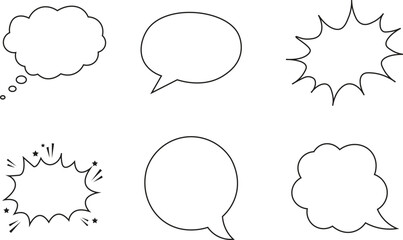 Obraz premium Though bubble speach bubble set outline cloud bubble message thinking bubble 