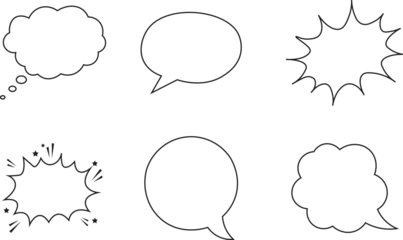 Fotobehang Pop Art Though bubble speach bubble set outline cloud bubble  message  thinking bubble   © Vector studio