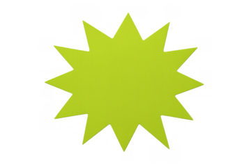 Green starburst shape on transparent background, a customizable sticker ideal for promotions, discounts, and advertising messages