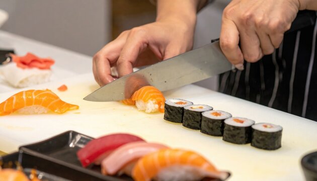 Sushi Chef Preparing Japanese Cuisine