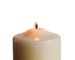 Warm, glowing candle flame illuminates the darkness, providing serene light and tranquil ambiance. Perfect for concepts of peace, hope, remembrance, and comfort on a black background.