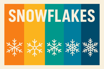 Minimalist Snowflakes Design. Snowflakes macro photography. Modern minimalist poster banner, bold sans-serif