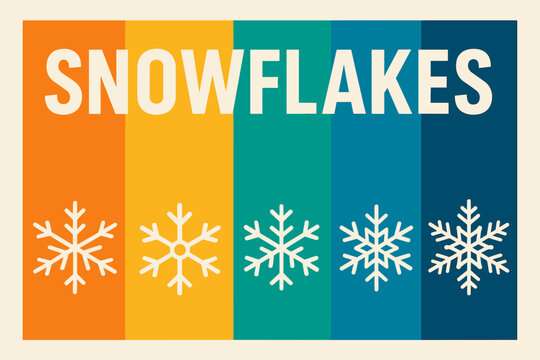 Minimalist Snowflakes Design. Snowflakes macro photography. Modern minimalist poster banner, bold sans-serif - Powered by Adobe