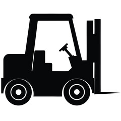 Forklift Side View Silhouette Detailed Isolated Equipment Transport Work Machine