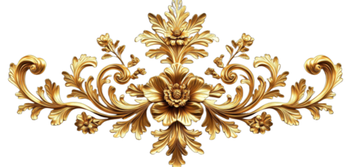 Elegant golden floral ornament with intricate design elements