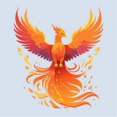 Fototapeta premium Fiery Phoenix Bird Rising From Flames — Mythical Fire Creature Illustration