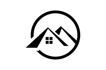 Minimal House Roof Logo Icon in Black Circle – Modern Real Estate Home Symbol, Clean Construction Branding Mark, Simple Property Vector Design