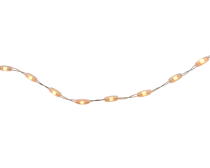 Festive string of warm white Christmas lights with a gentle glow against a deep black background, perfect for holiday decorations, seasonal designs, and cozy ambient effects.