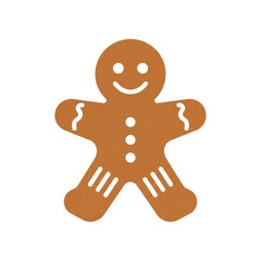 Gingerbread man with white icing isolated on white background for christmas
