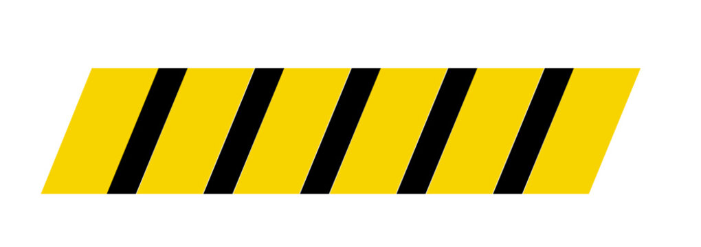 Yellow and Black Diagonal Warning Stripe Icon with Bold Hazard Tape Pattern, Minimal Safety Construction Barrier Design for Alert and Caution Marking