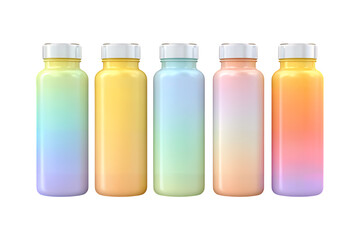 Vibrant Gradient Bottles Displaying a Spectrum of Refreshing Colors.