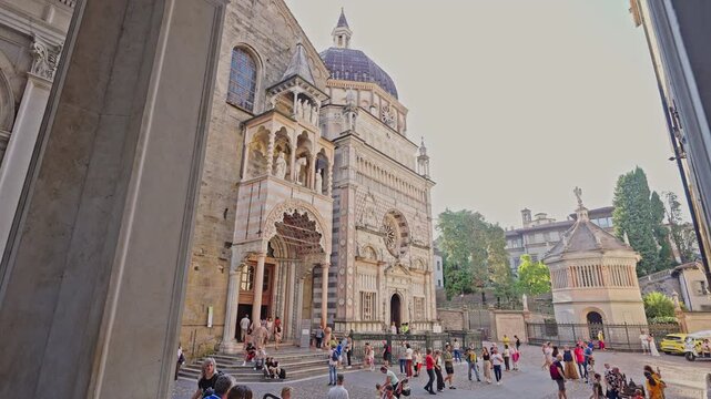 Framed View of Cappella Colleoni from Bergamo Cathedral Portico, Italy.Filmed on 21 September 2025.
