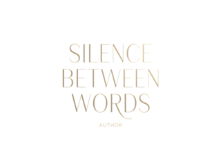 Elegant 'Silence Between Words' text on black, perfect for literary concepts, book covers, author branding, or minimalist creative designs evoking profound thought and sophistication.