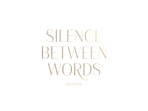 Elegant 'Silence Between Words' text on black, perfect for literary concepts, book covers, author branding, or minimalist creative designs evoking profound thought and sophistication.