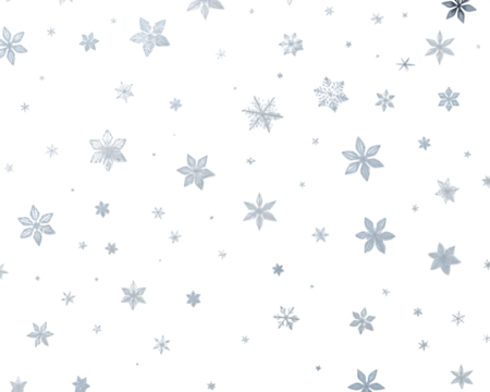 Elegant falling snowflakes and shimmering stars on a transparent background, perfect for Christmas, New Year, and winter holidays. Ideal for festive banners, overlays, digital art, seasonal designs