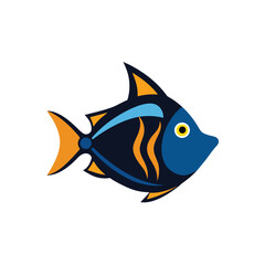 Stylized blue and orange tropical fish illustration