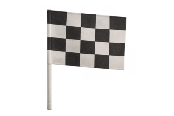 Checkered flag symbolizing race finish, competition ending, and victory on a transparent background