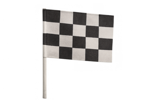 Checkered flag symbolizing race finish, competition ending, and victory on a transparent background - Powered by Adobe