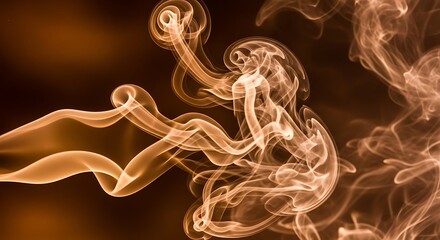 Abstract flowing orange smoke forming ethereal shapes against a dark background