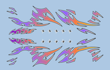 Orange and purple with stars livery design set for racing drift cars © Neocozmo Graphic