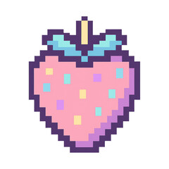 PNG Pixelated strawberry digital art