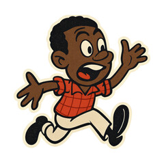 Obraz premium PNG Cartoon character running excitedly.