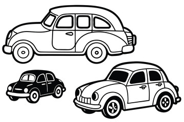 Cartoon cars set in various colors and designs vector illustration isolated on white background