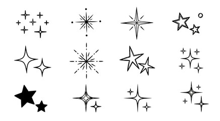 Hand drawn sparkle and star icons vector illustration