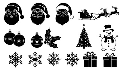 Christmas vector silhouettes santa tree snowflakes and more