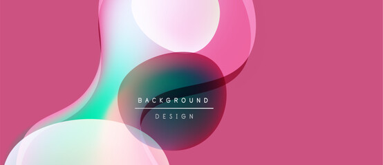 Abstract fluid shapes, pink backdrop. Gradient colors blend, creating modern design. Text reads background design. Minimalist aesthetic.