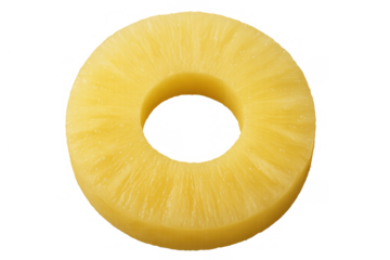 Pineapple ring creating a sweet yellow tropical fruit slice, a healthy snack food with transparent background