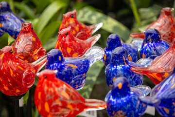 Glass blown bird ornaments