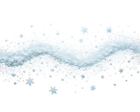 Winter wonderland banner with sparkling snowflakes and snow ripple on transparent black. Perfect Christmas, New Year, and festive season designs.