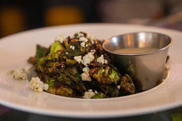 Brusselsprouts with blue cheese crumbles